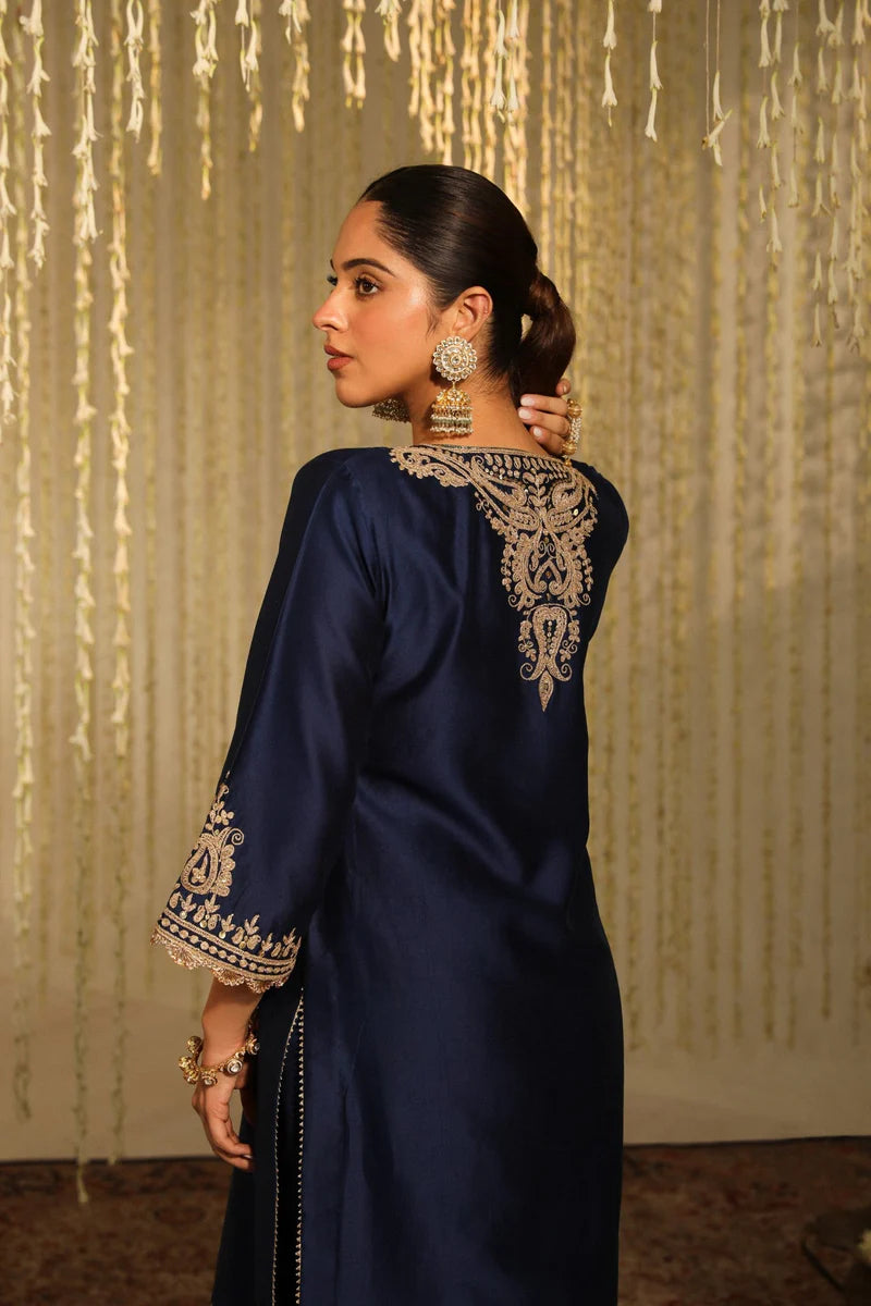 Amayra Short Kurta with Dhoti - Deep Blue