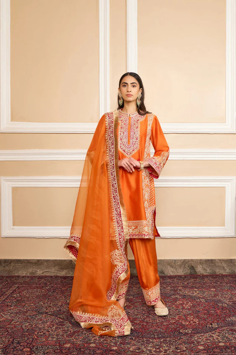 Naayaab Short Kurta Salwar Set - Orange