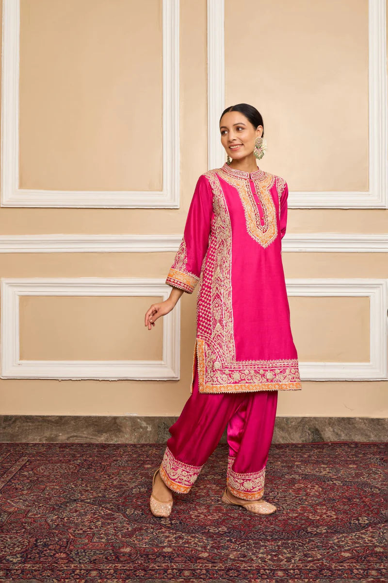 Naayaab Short Kurta Salwar Set - Hotpink