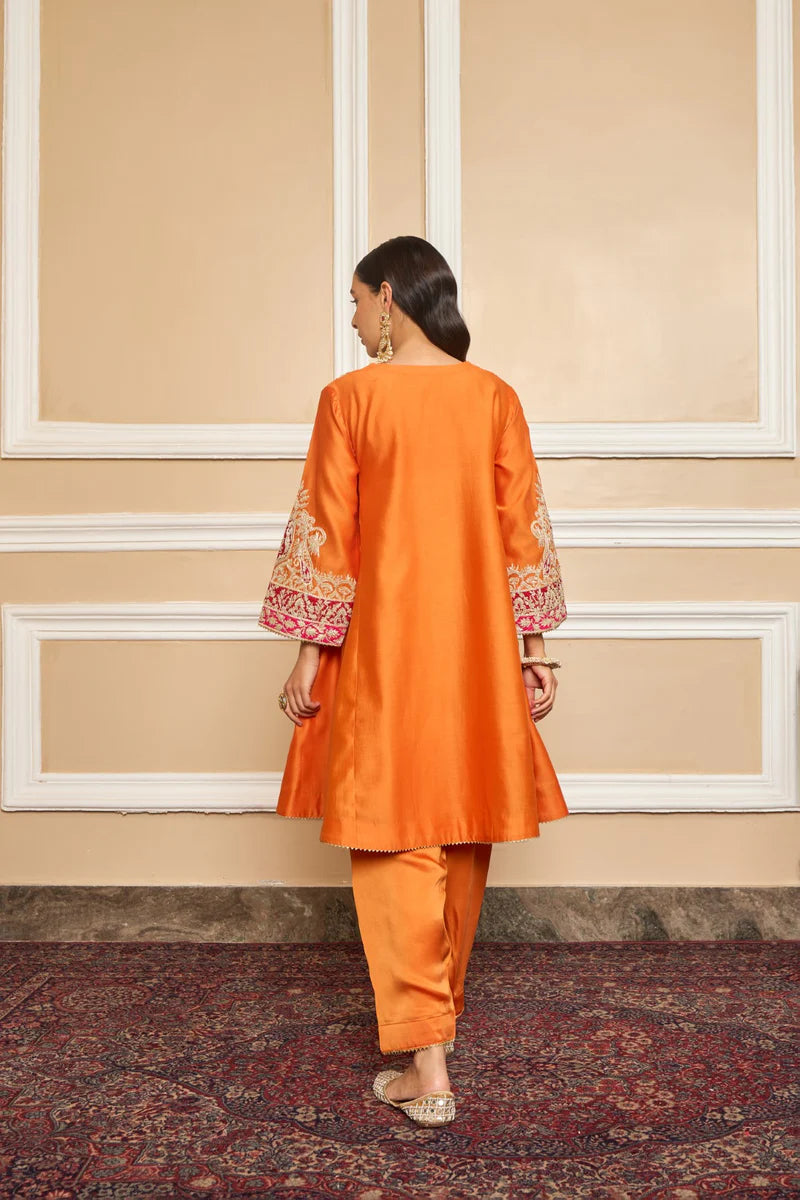 Mehrish Short Chauga with Salwar - Orange