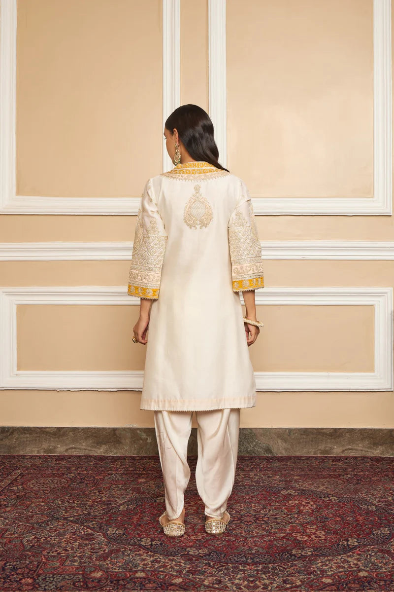 Myreen Straight Kurta With Dhoti - Daisy Ivory