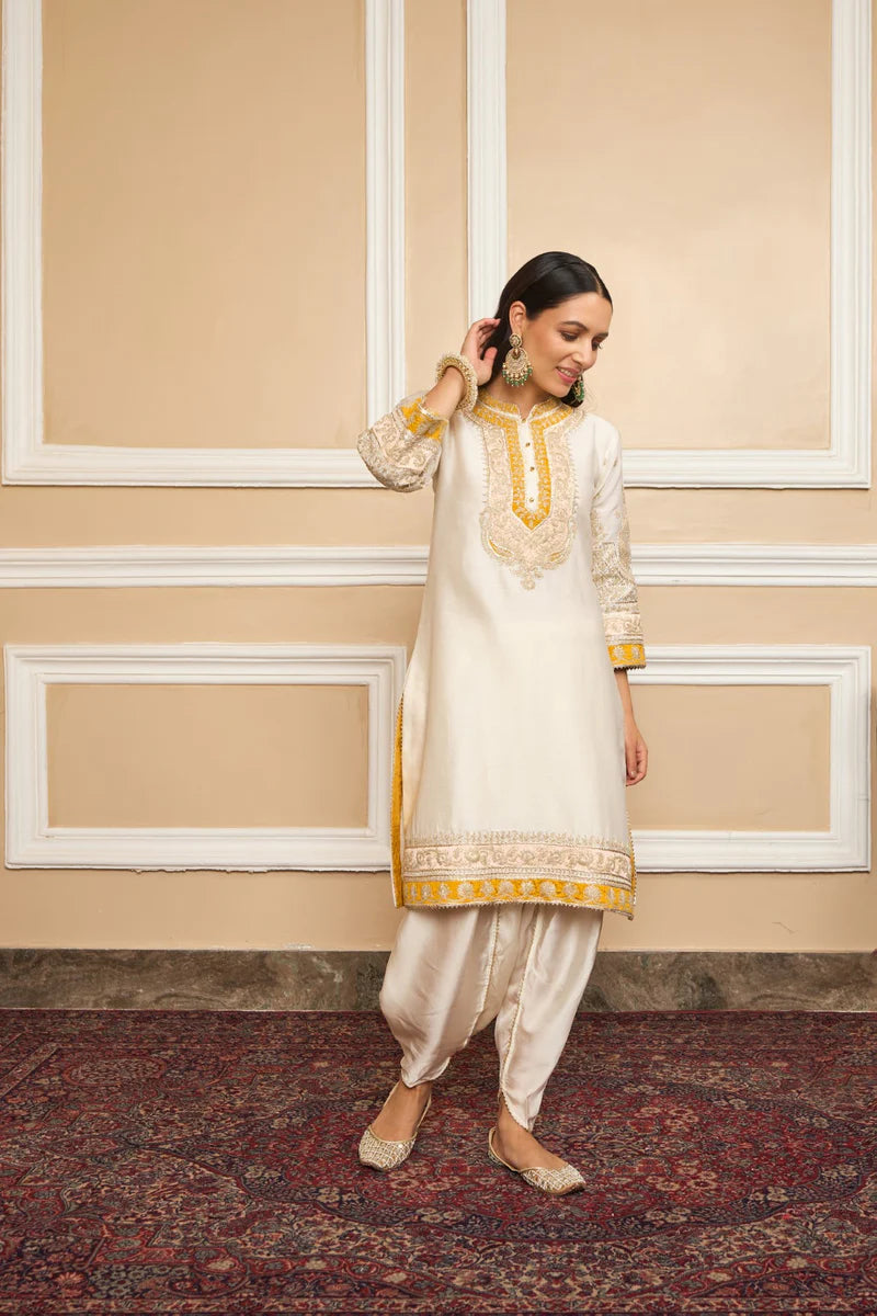 Myreen Straight Kurta With Dhoti - Daisy Ivory