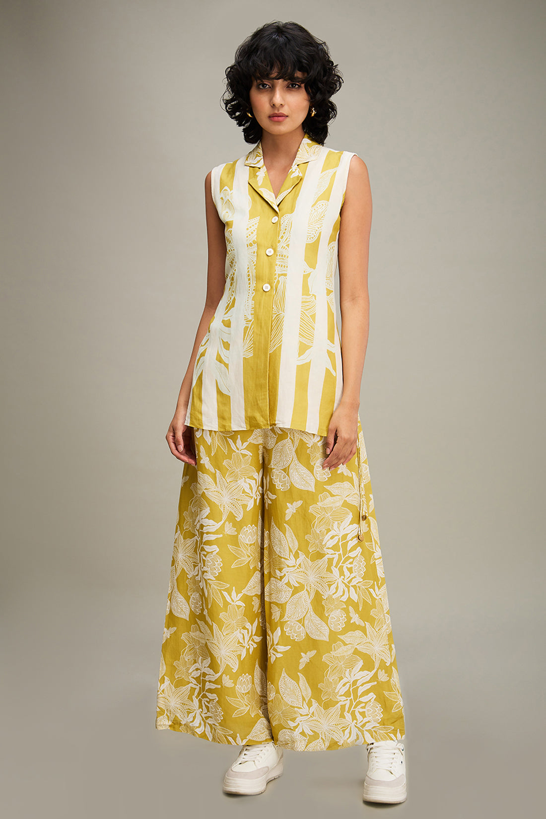 Ahyana Printed Co ord set - Yellow