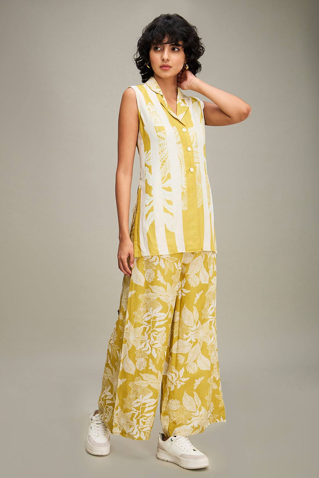 Ahyana Printed Co ord set - Yellow