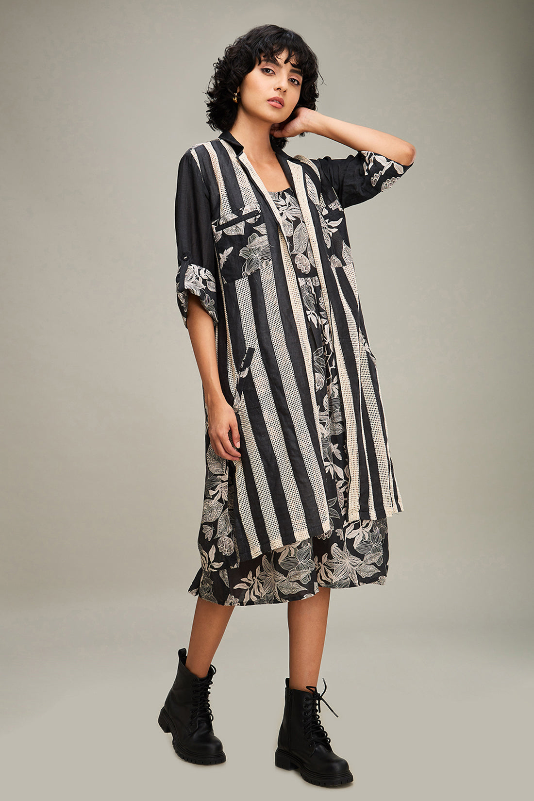 Ahyana Printed Long Dress and Jacket