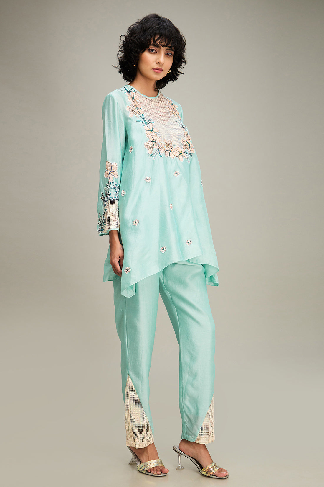 Zinnia Applique Co-ord Set - Mint green