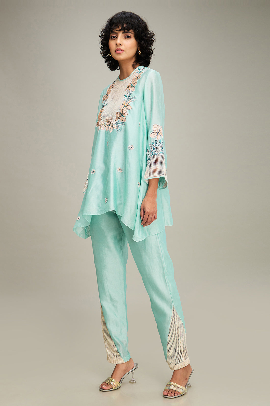 Zinnia Applique Co-ord Set - Mint green