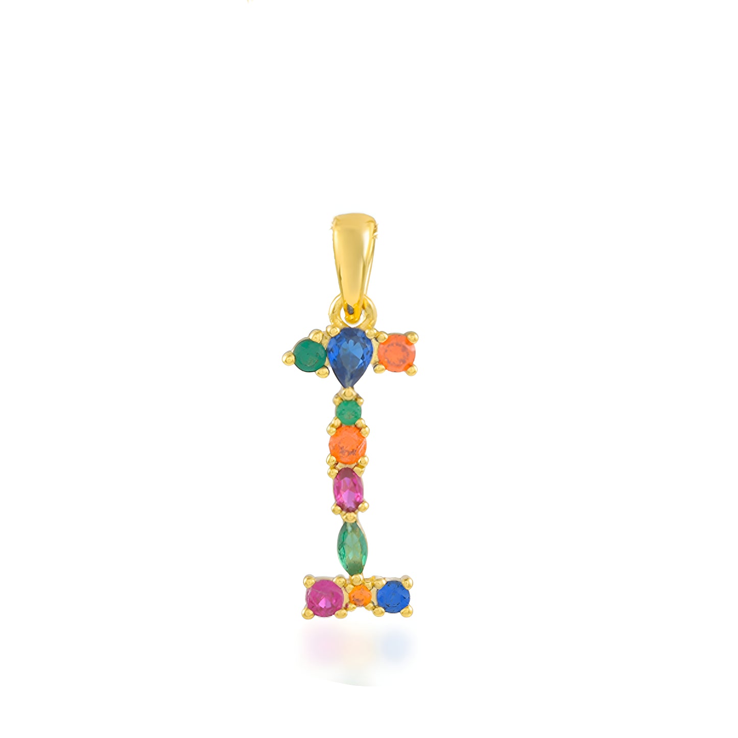 Multi Gemstone Alphabets Necklace - I