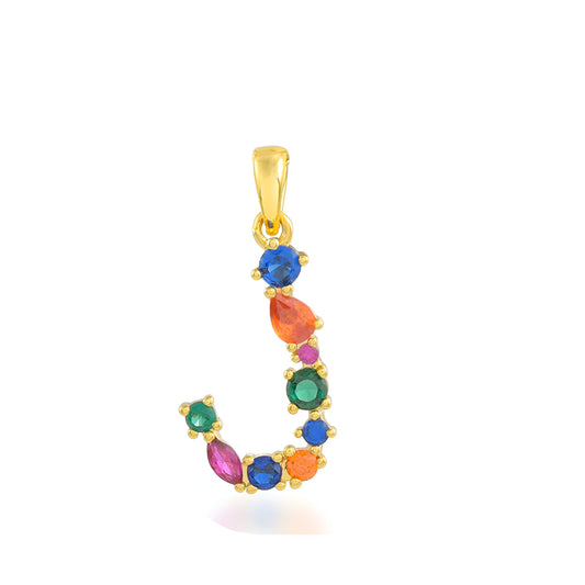 Multi Gemstone Alphabets Necklace - J