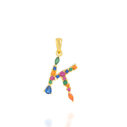 Multi Gemstone Alphabets Necklace - K