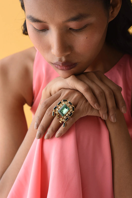 Dancing Peacock Ring - Green