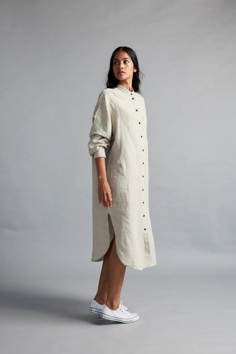 Undyed Linen Shirt Dress