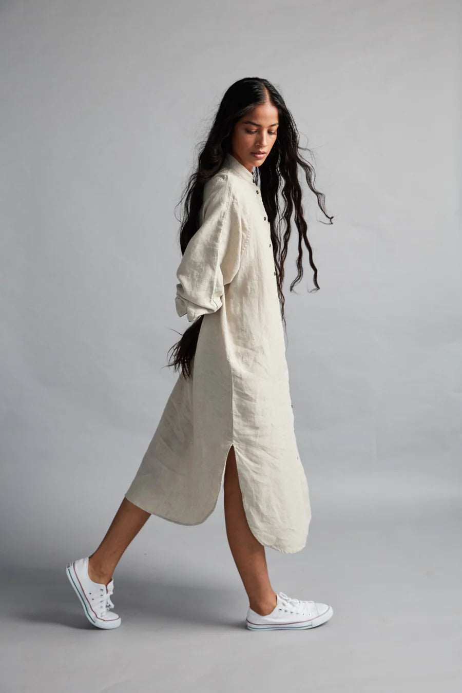 Undyed Linen Shirt Dress