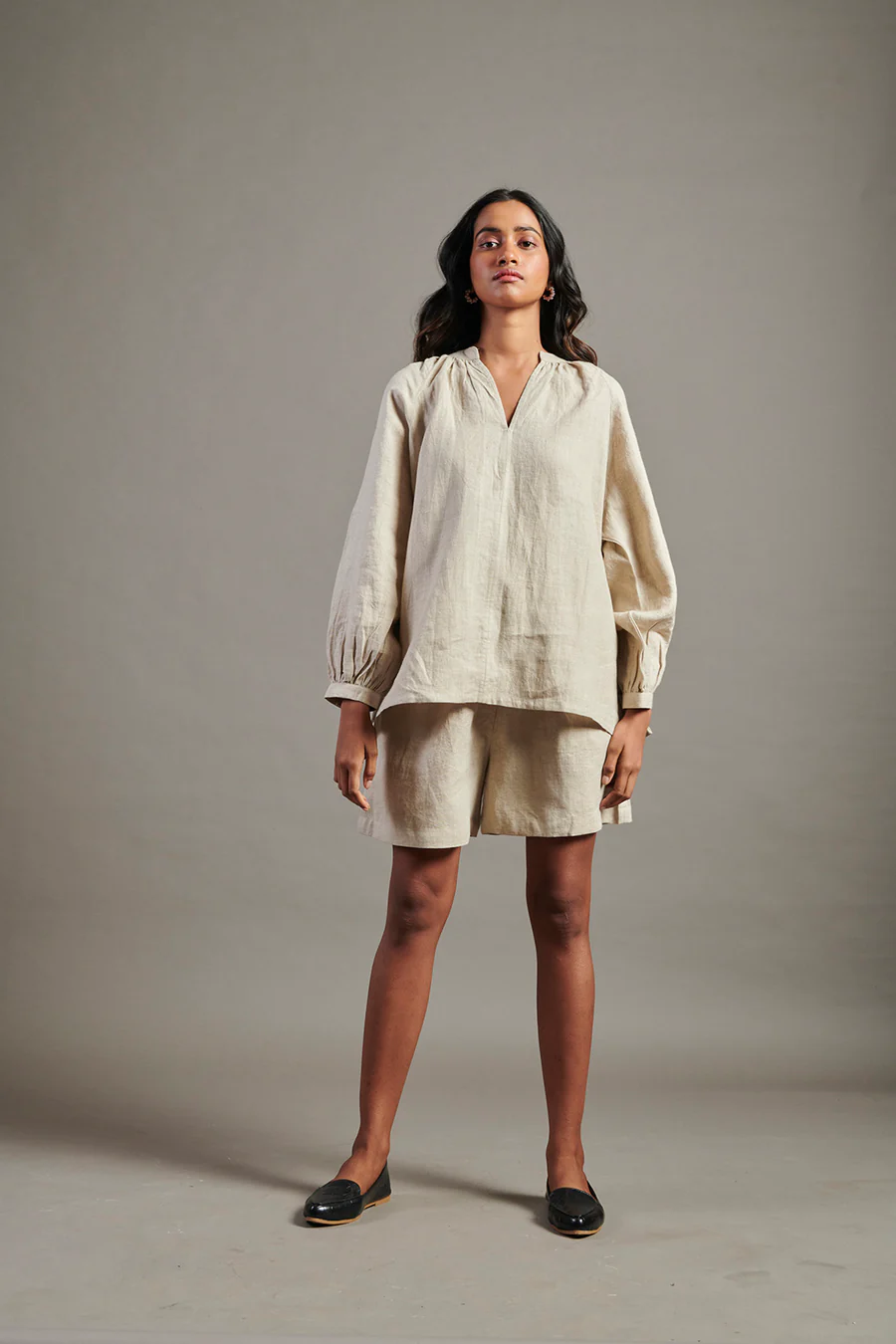 Undyed Linen Billow Shorts Set