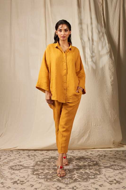 Jaisalmer Linen Oversized Flared Shirt Set