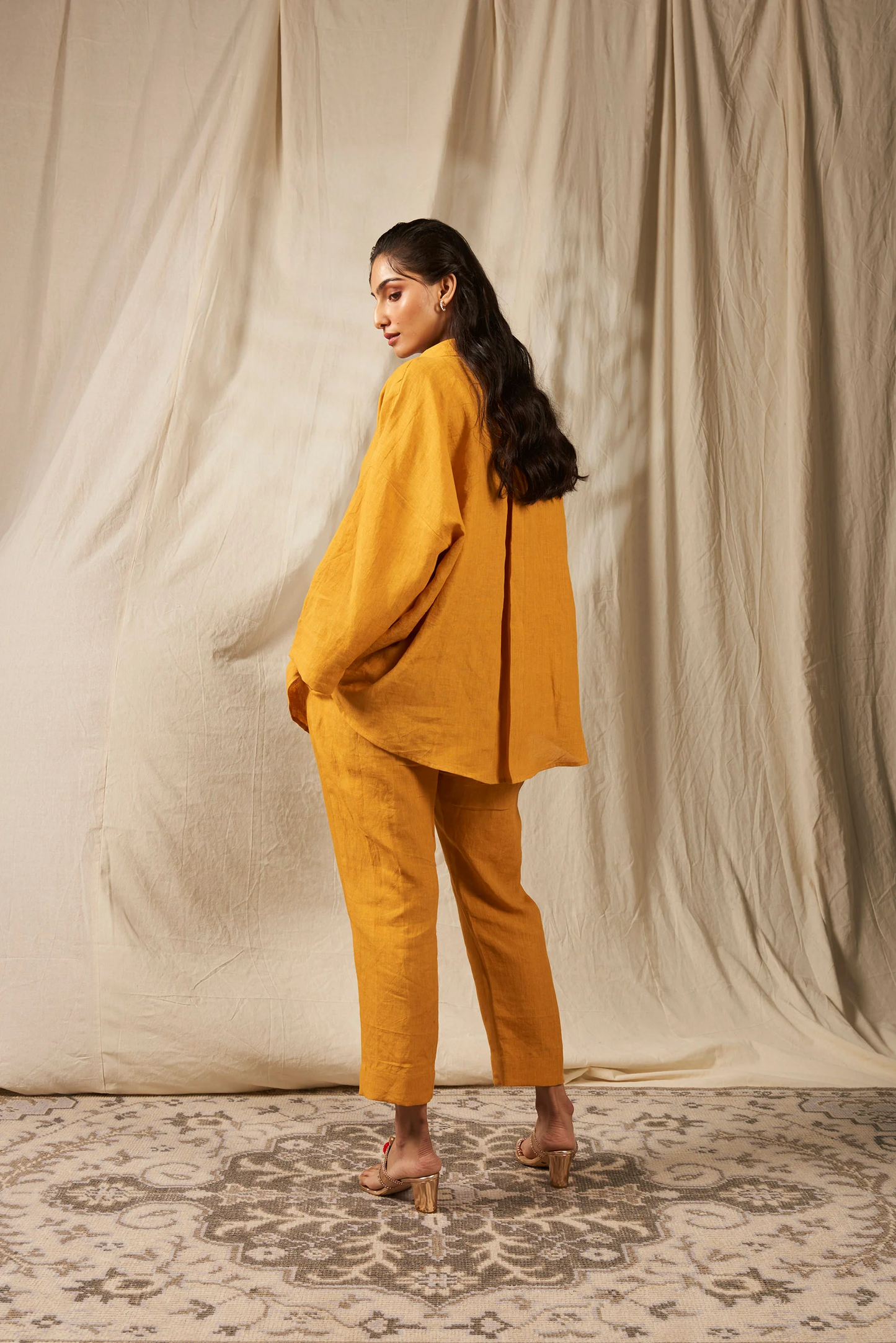 Jaisalmer Linen Oversized Flared Shirt Set