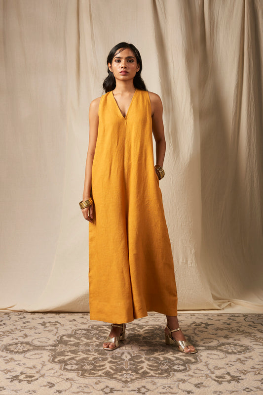 Jaisalmer Linen Falred Jumpsuit