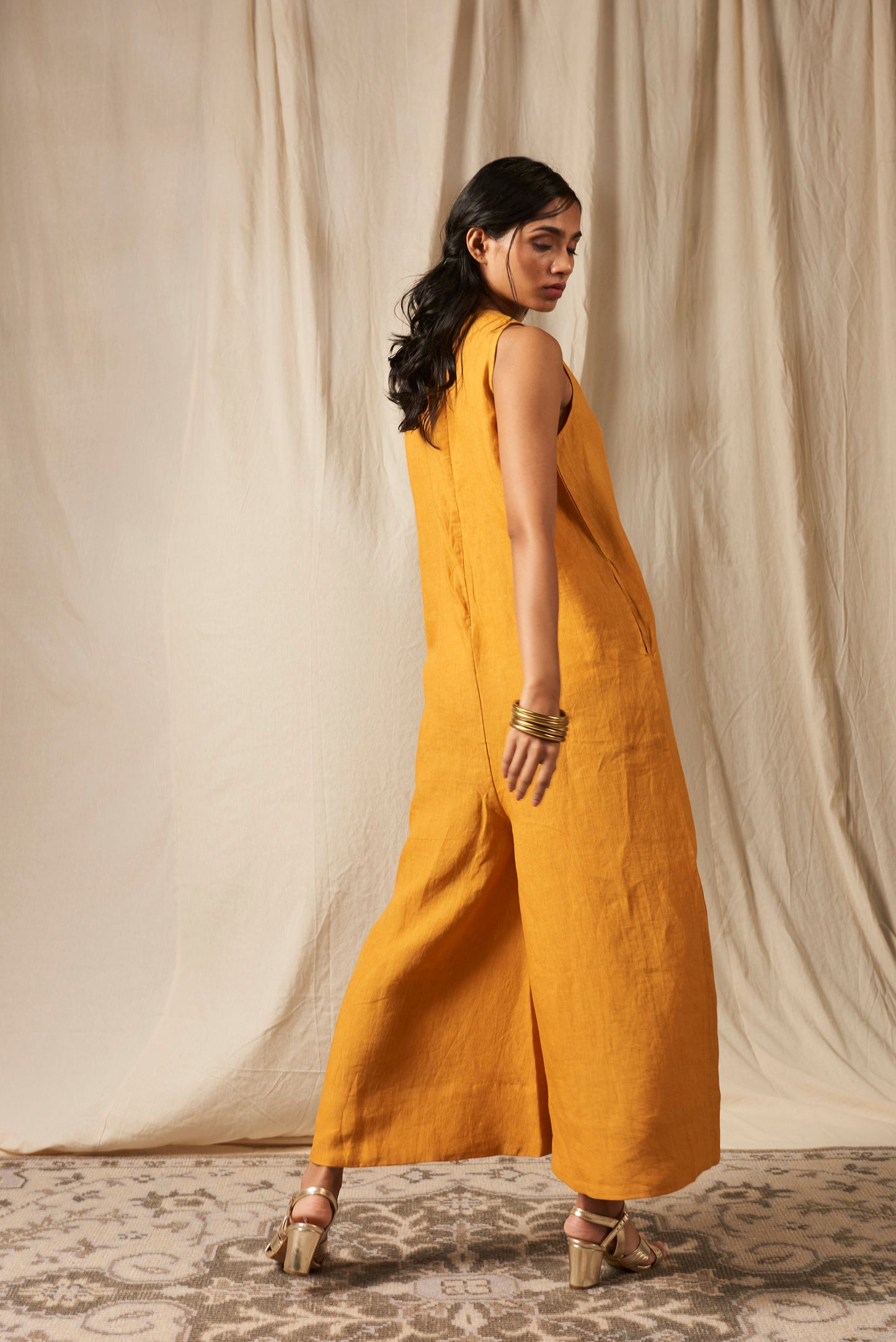 Jaisalmer Linen Falred Jumpsuit