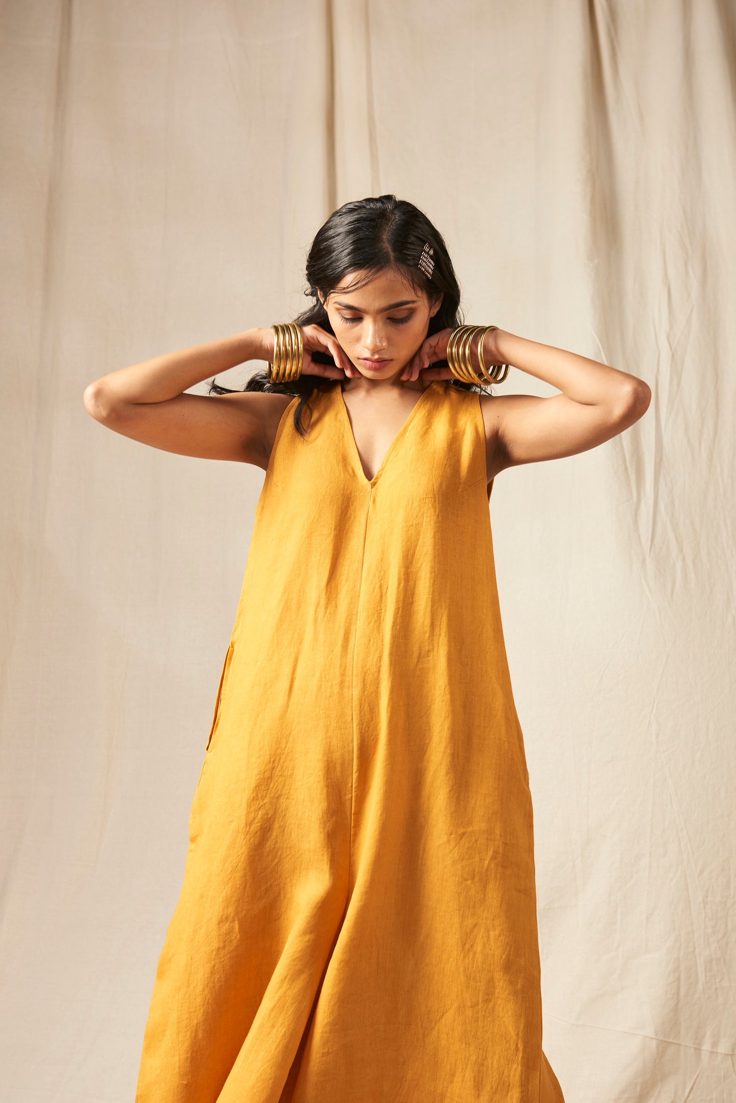 Jaisalmer Linen Falred Jumpsuit