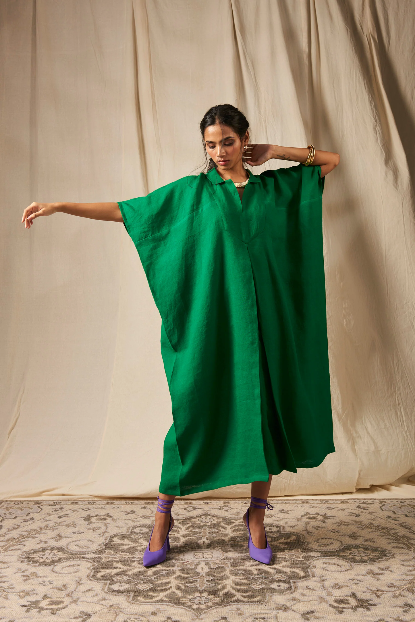 Panna Linen Kaftan Dress