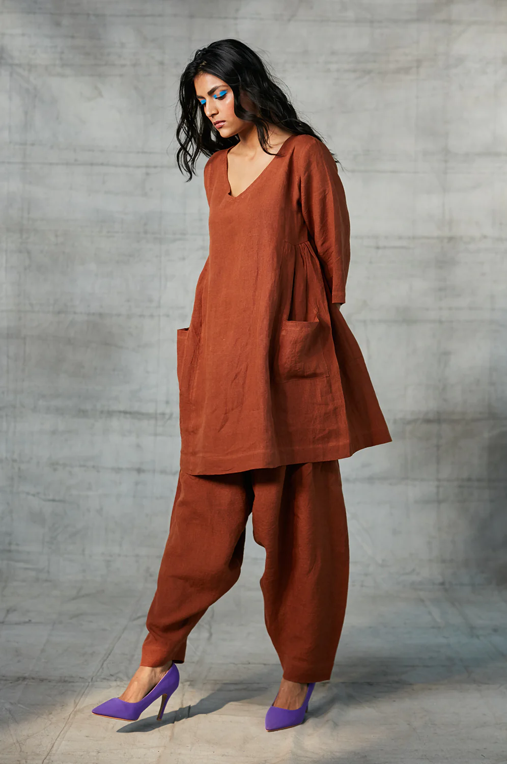 Cinnamon Linen Women's Kurta Set