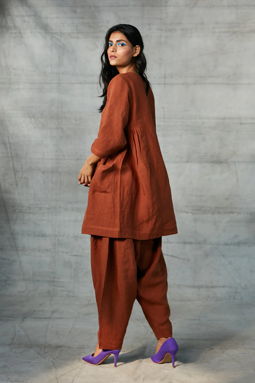 Cinnamon Linen Women's Kurta Set