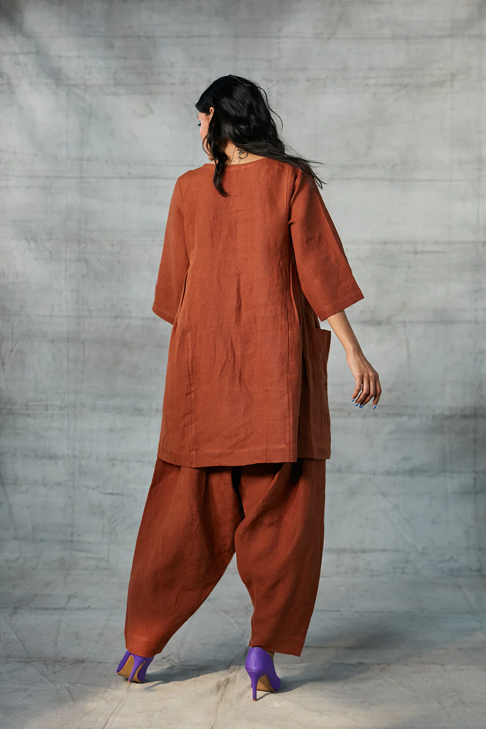 Cinnamon Linen Women's Kurta Set