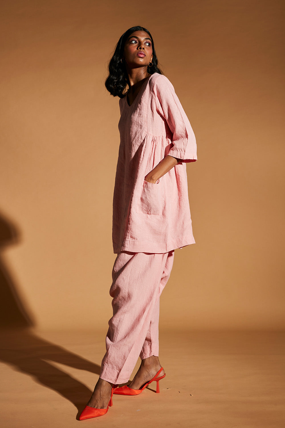 Candy Floss Linen Women's Kurta Set