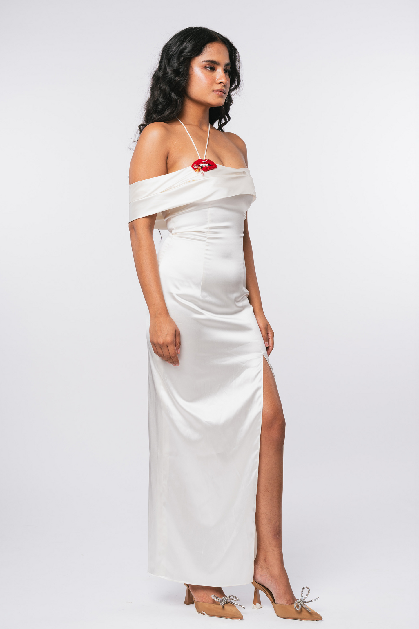 Satin Kiss Dress - White