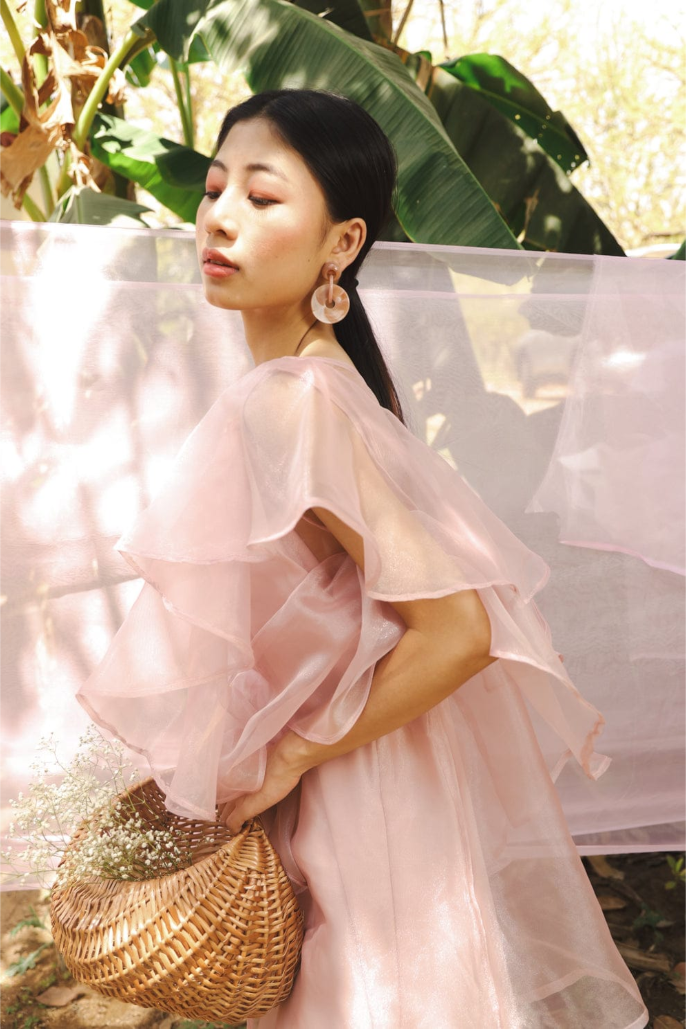 Mauve Organza Shift Dress