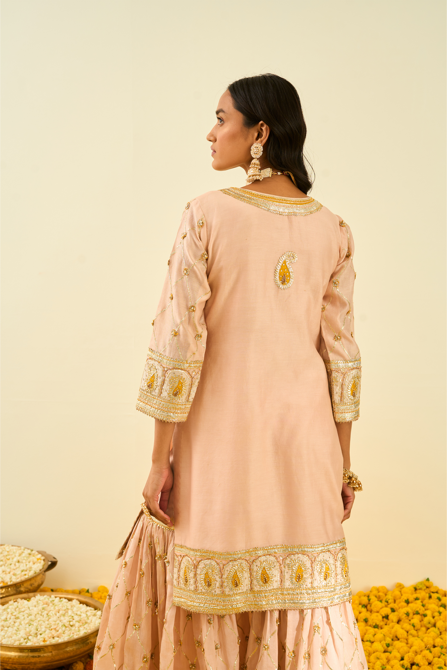 Shabina Kurta with Garara and Dupatta- Rosepink