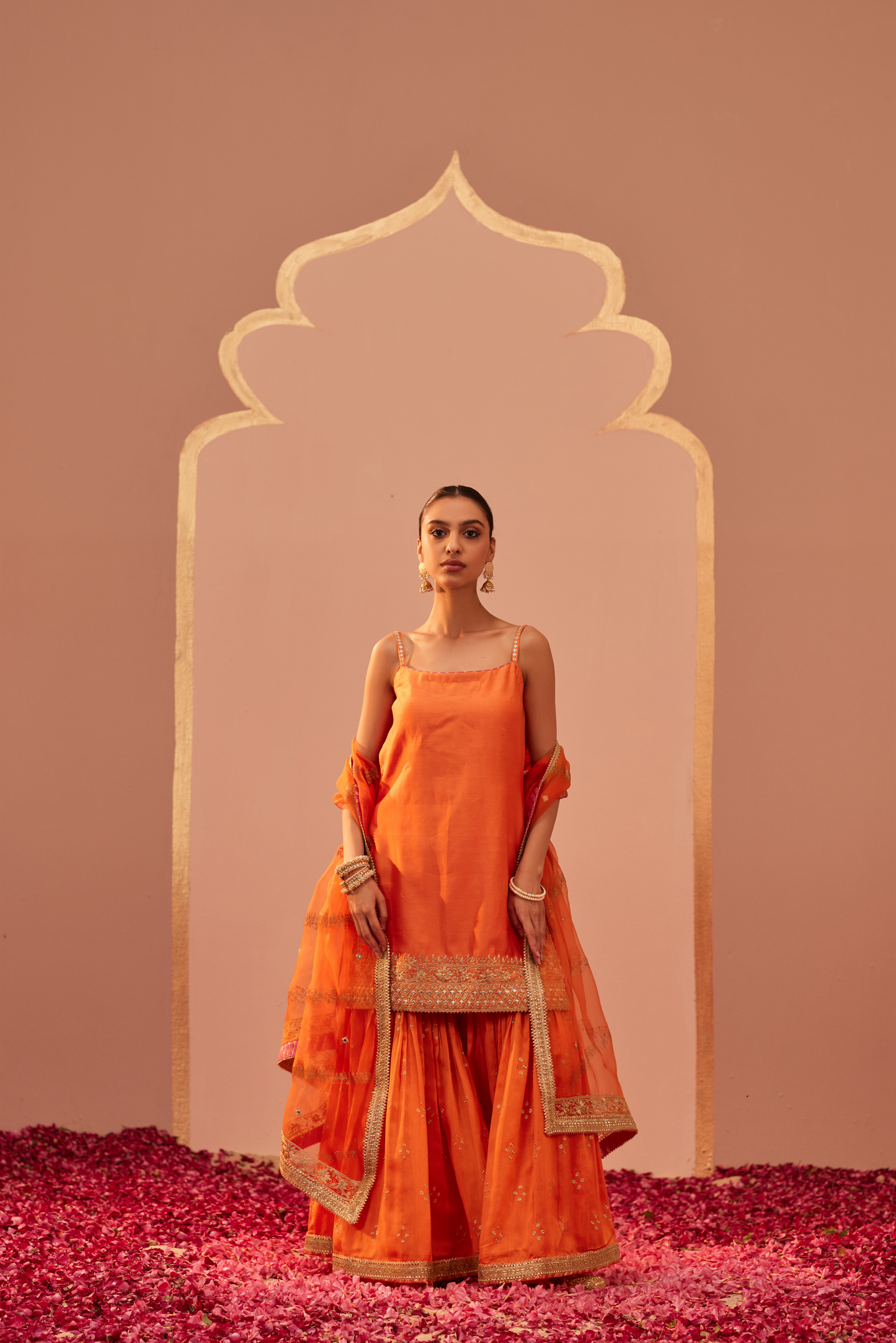 Yasmin Kurta Garara Set - Tangerine Orange