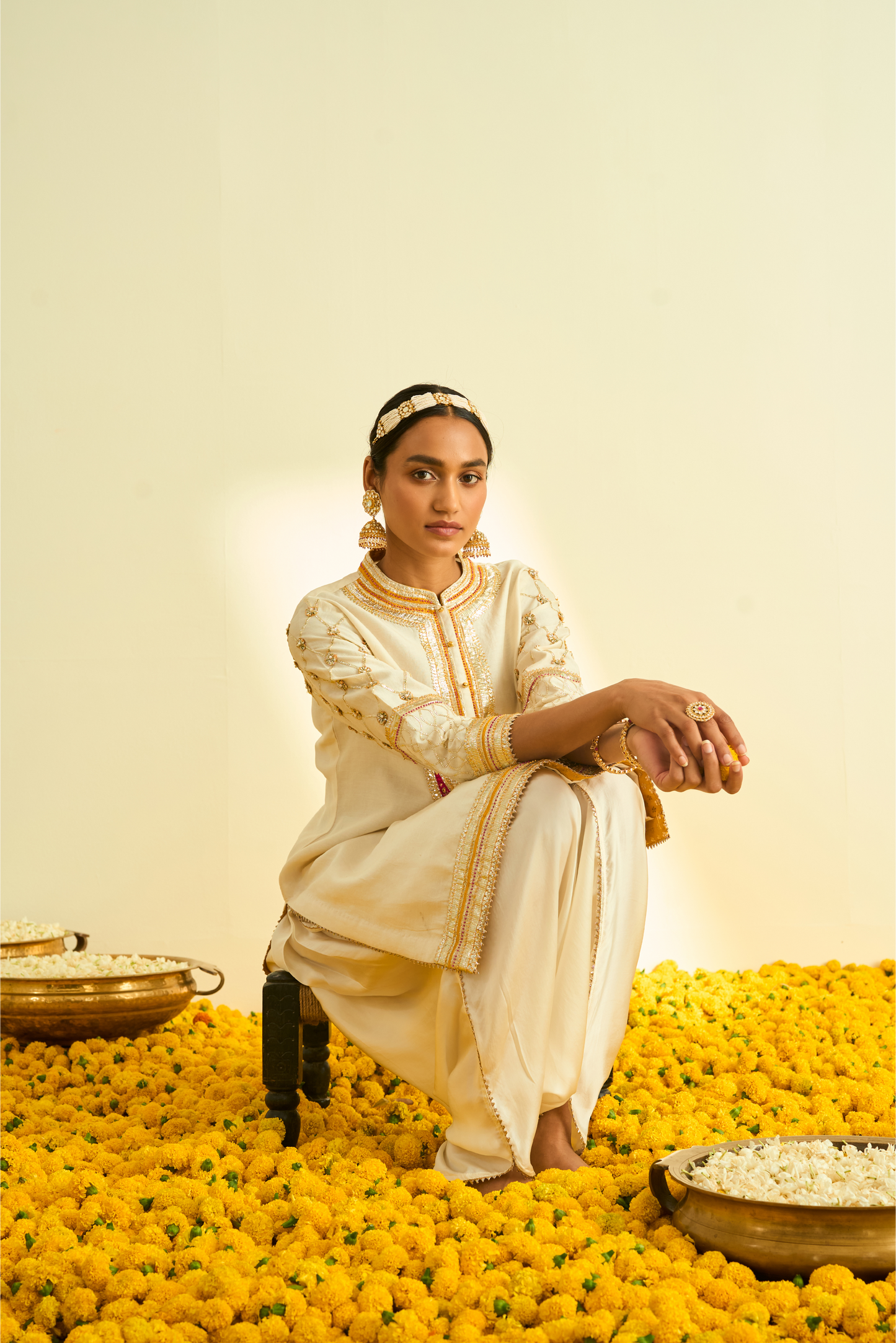 Aminah Kurta With Dhoti - Daisy Ivory