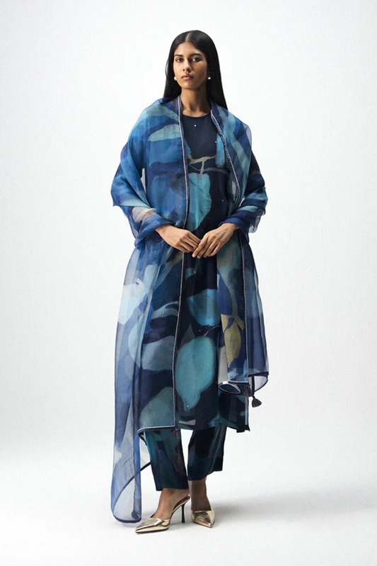 BLUE LAGOON MUKAISH EMBROIDERED KURTA SET