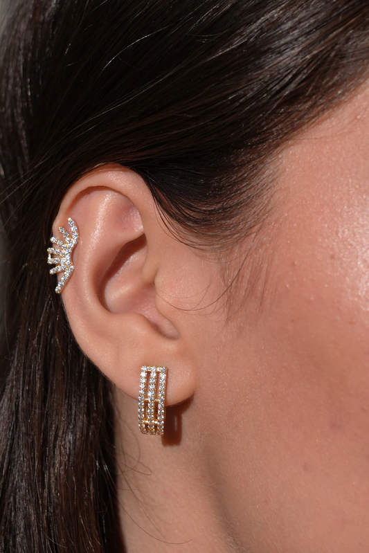 3 Line Pave Earrings