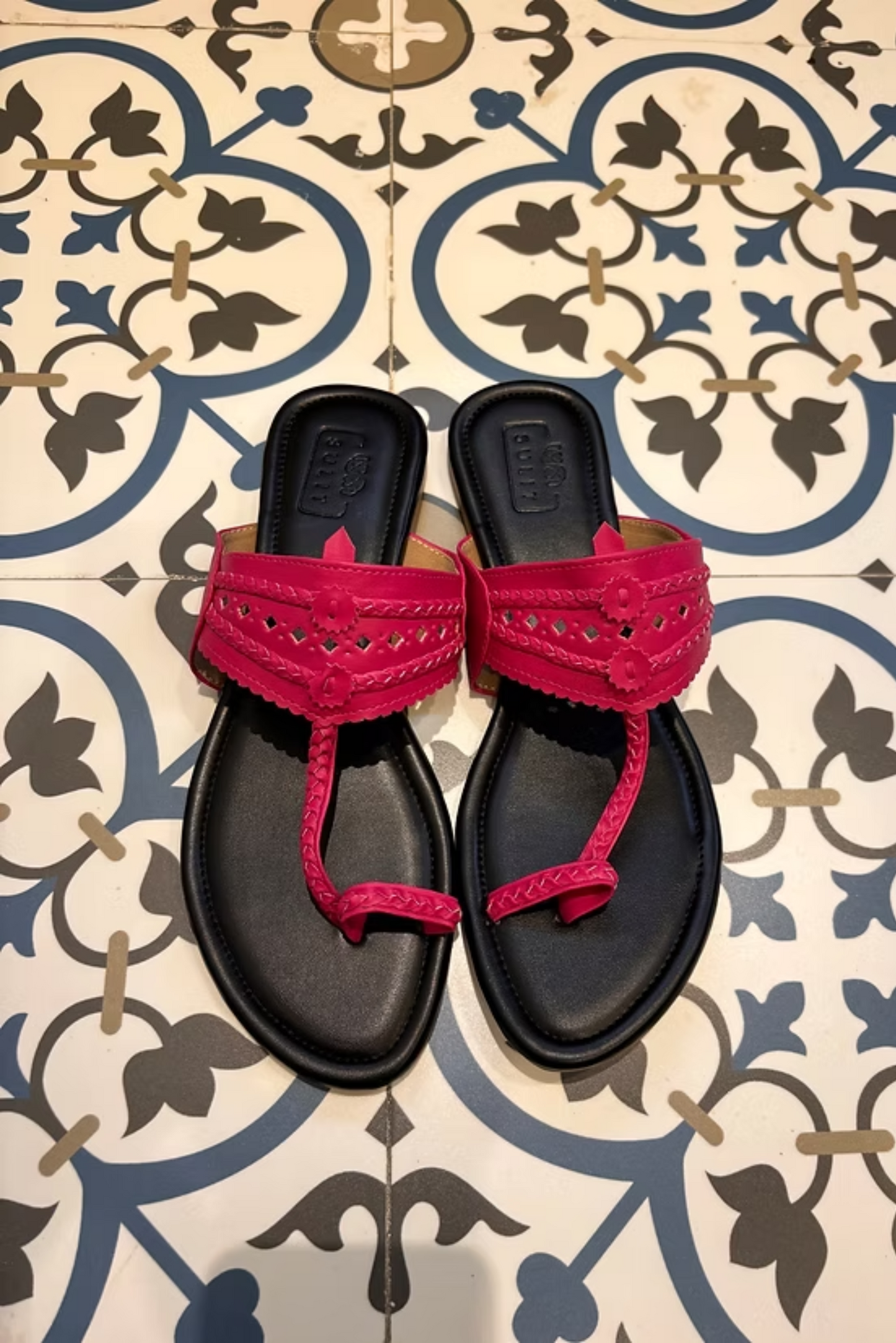 Black and Hot Pink Flats