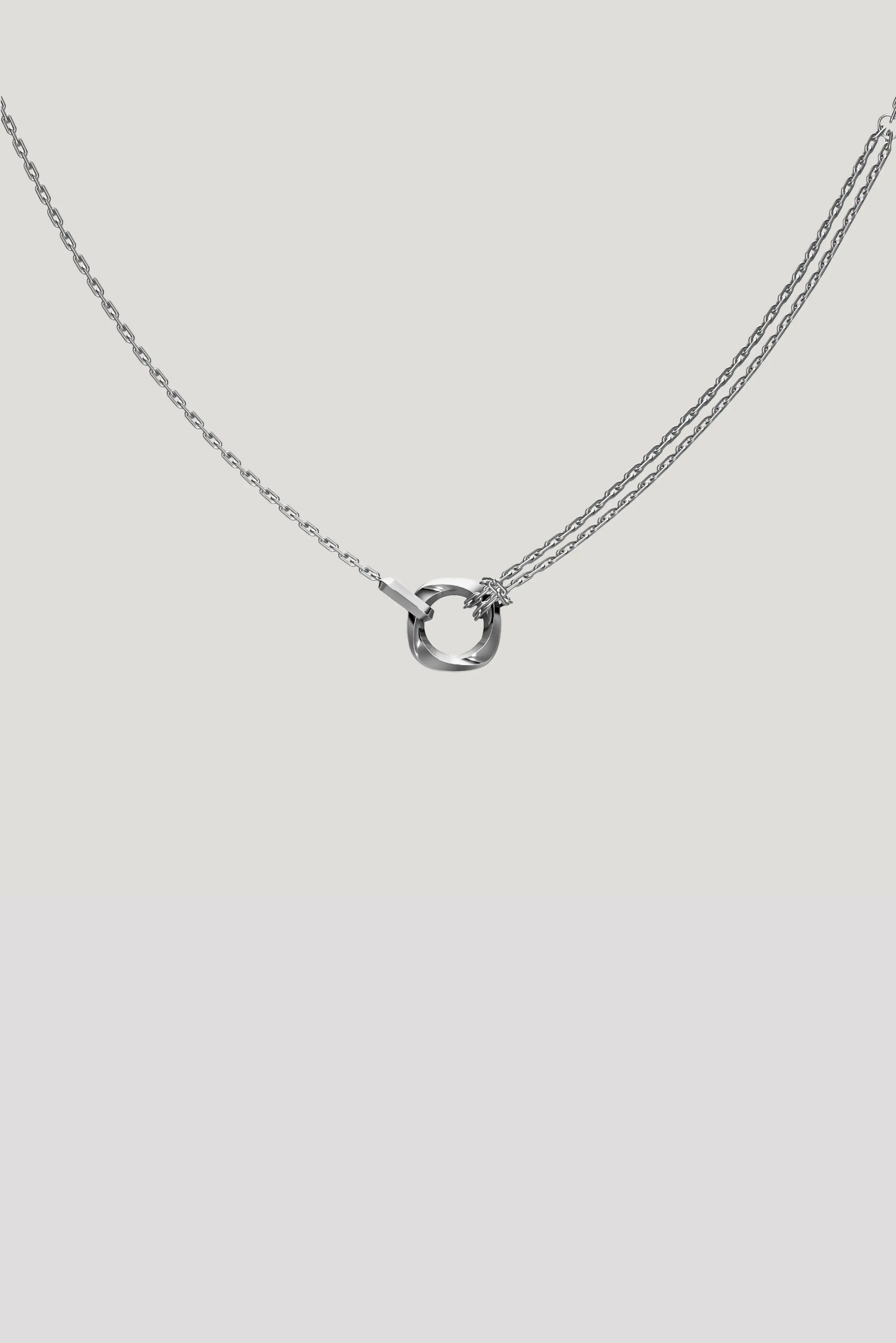 Squircle Pendant With Knotted Chain In Sterling Silver
