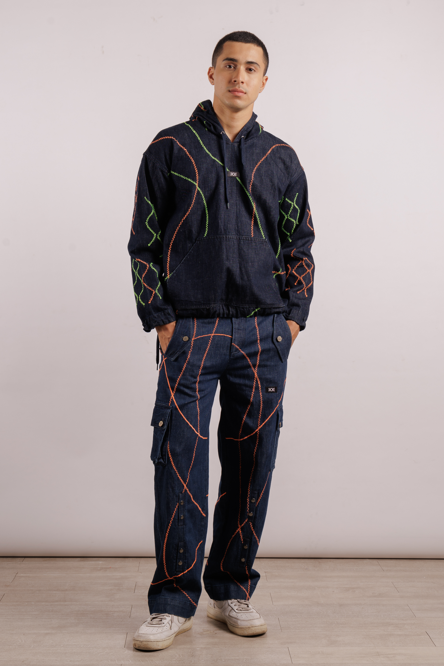 Blue Embroidered Street Map Hoodie