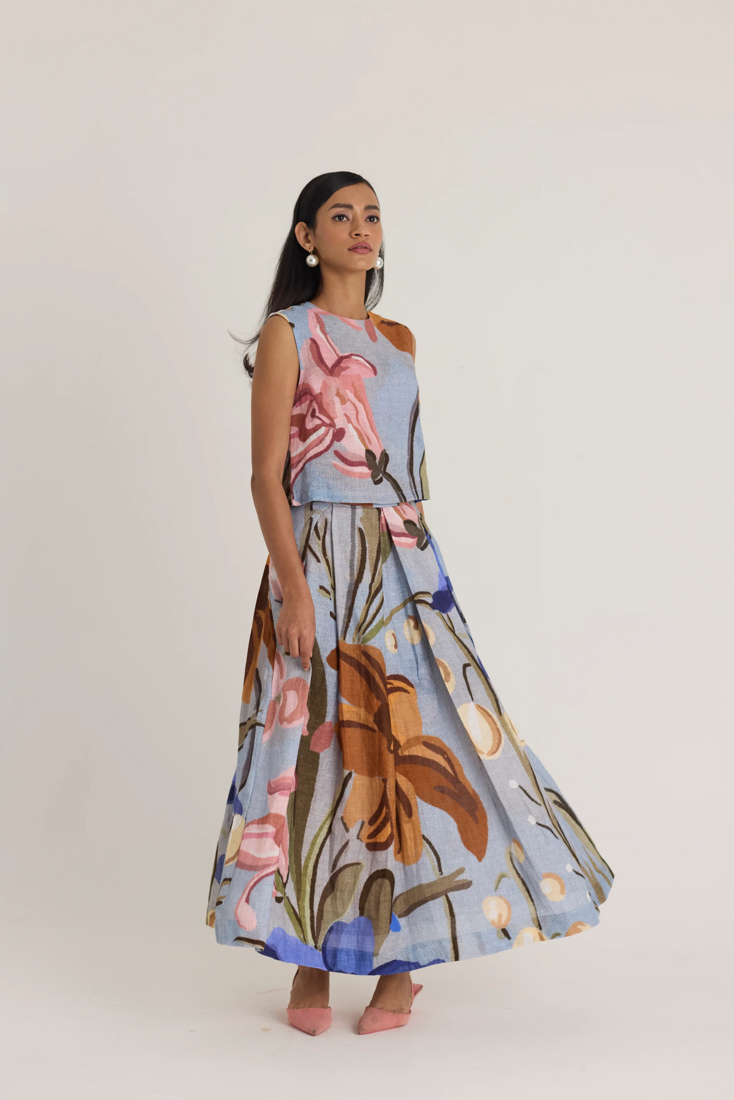 Nico Linen Top & Skirt Set