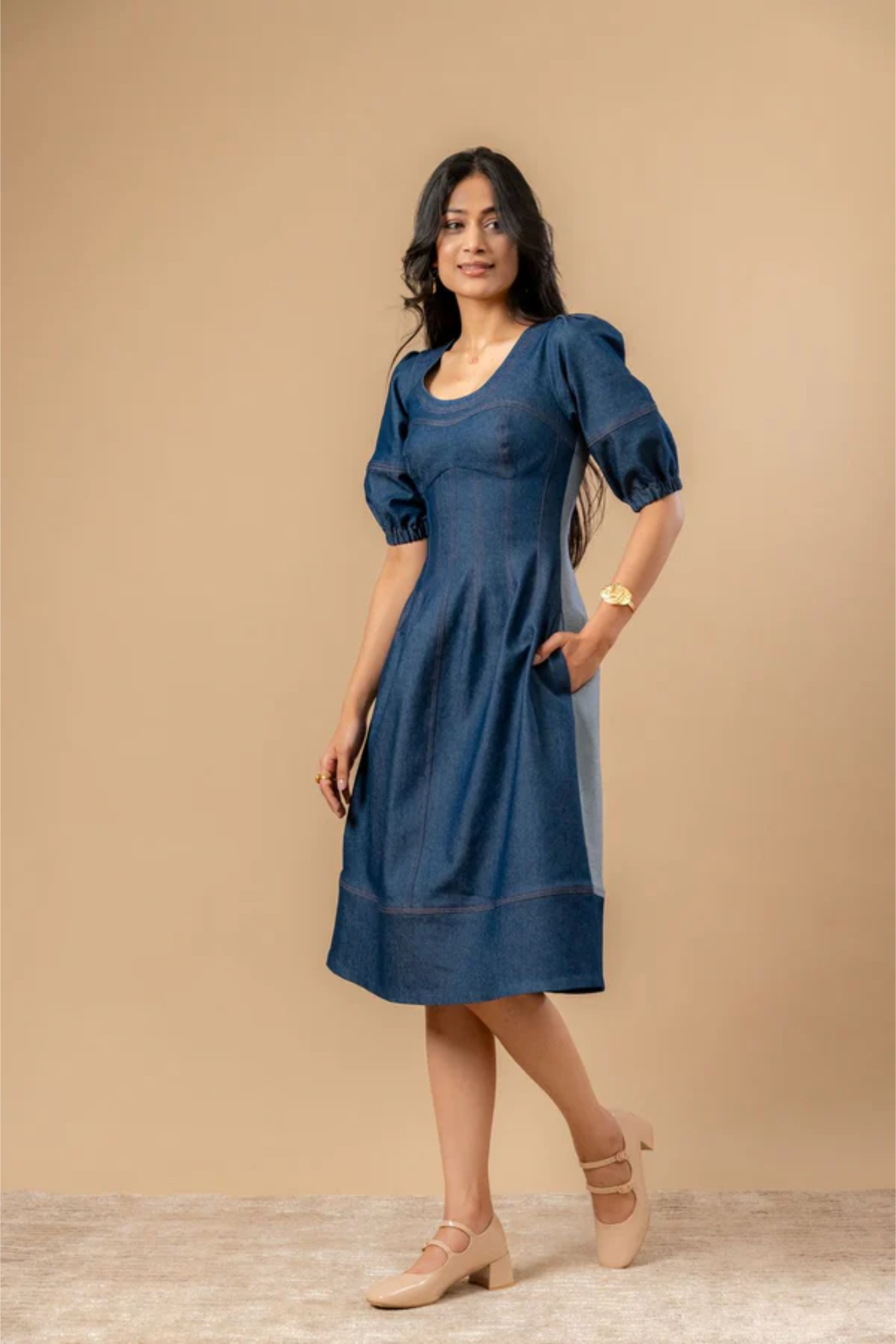 ISABELLE UPCYCLED DENIM DRESS