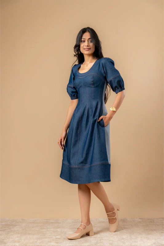 ISABELLE UPCYCLED DENIM DRESS