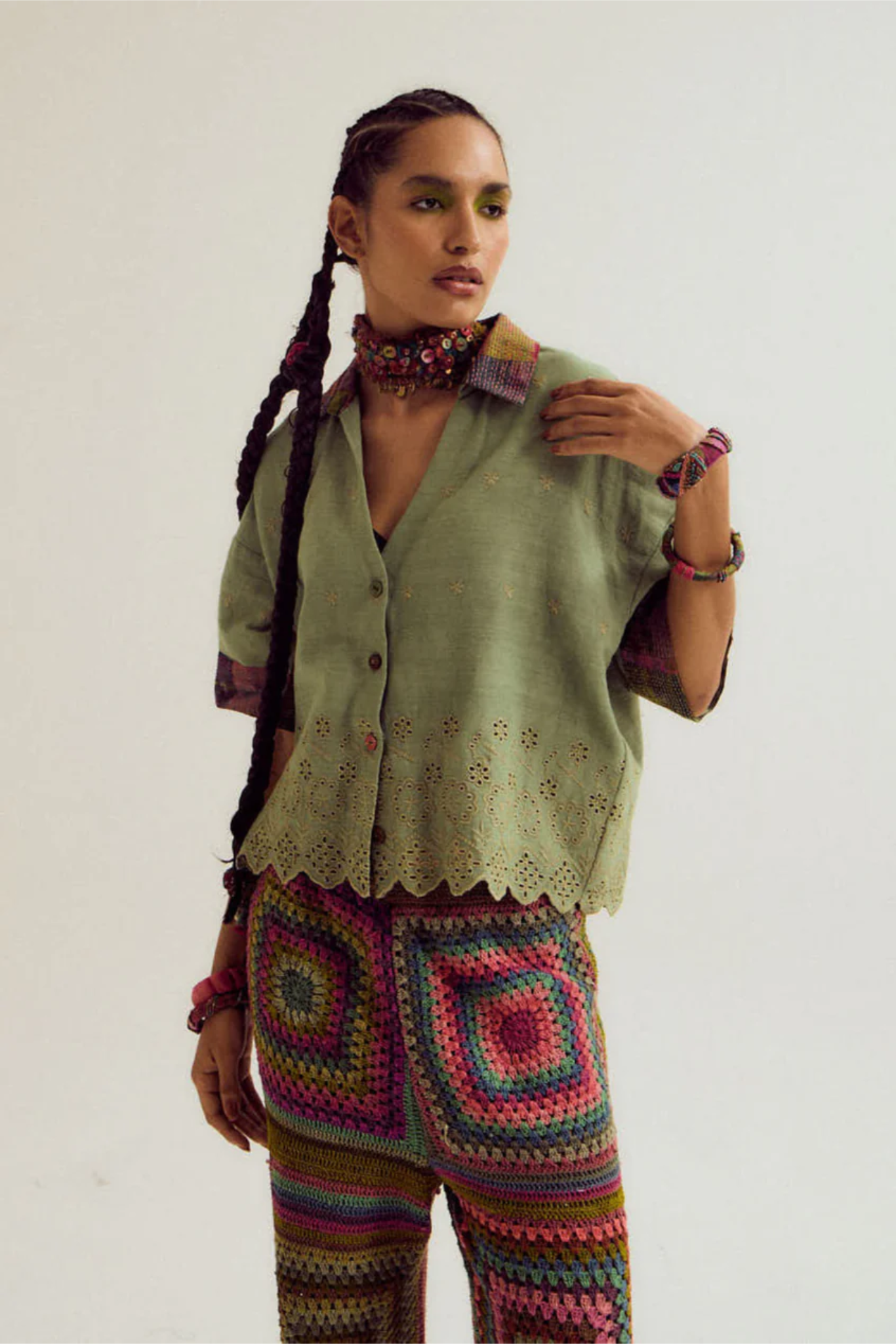 Hibiscus cutwork shirt