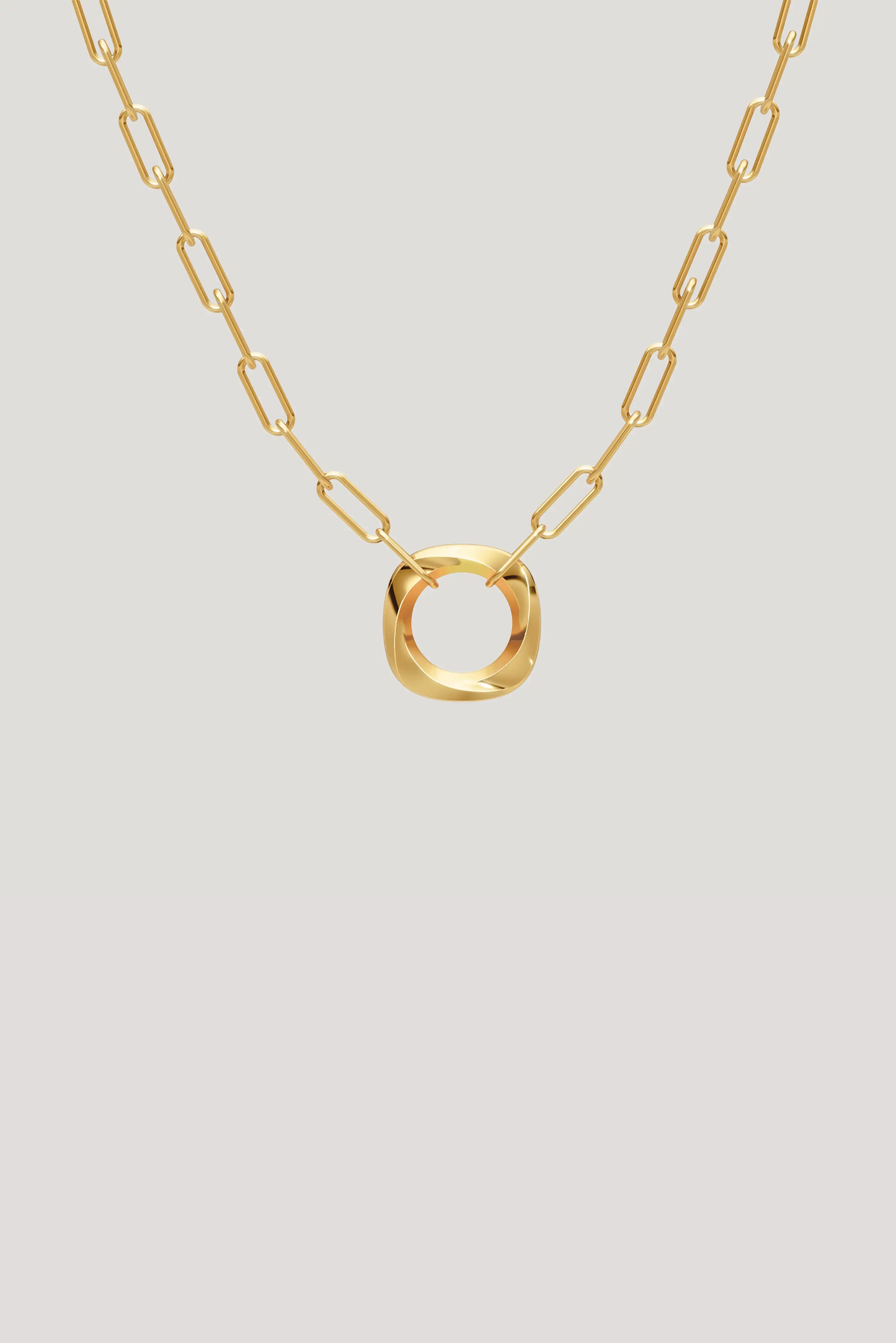 Squircle Pendant With Paperclip Chain In Gold Vermeil