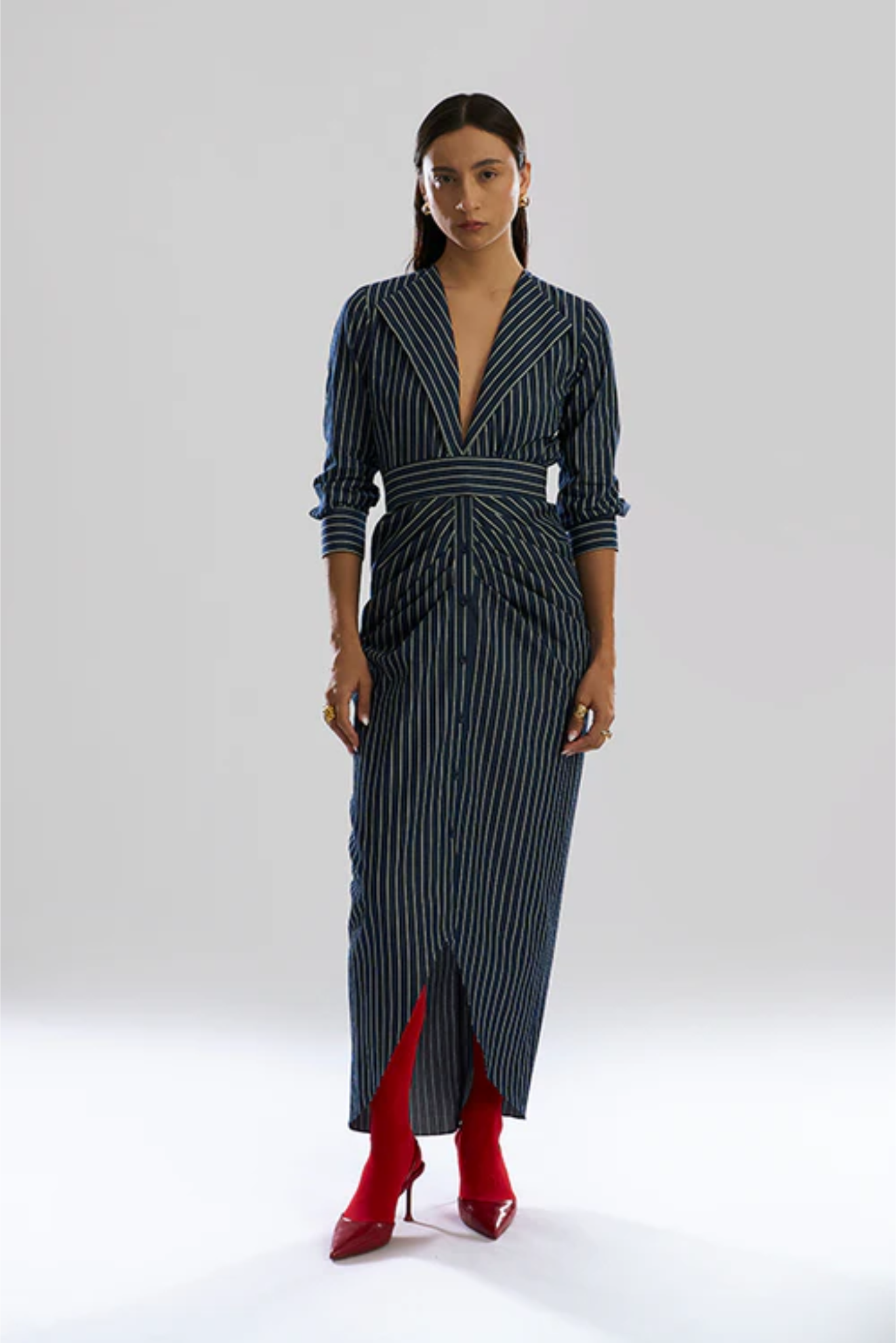 Offset Denim Stripe Dress