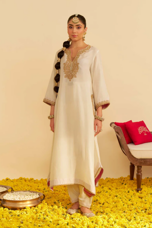 Amaya - Daisy Ivory Long Kaftan With Salwar