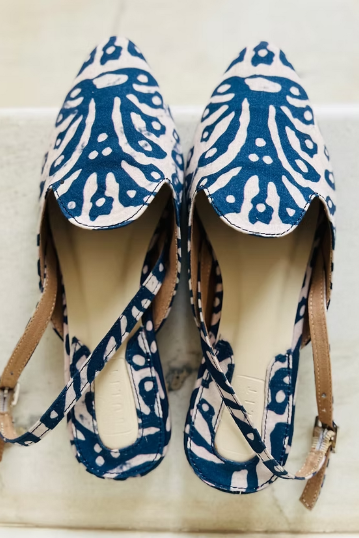 Blue Block Print Mojri