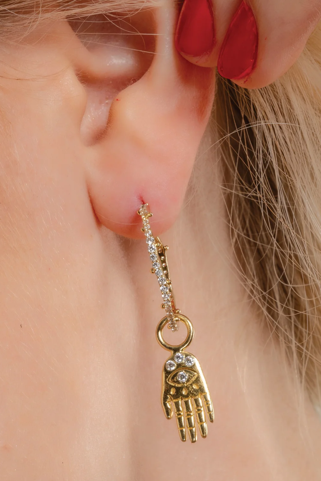 Studded Hamsa Charm