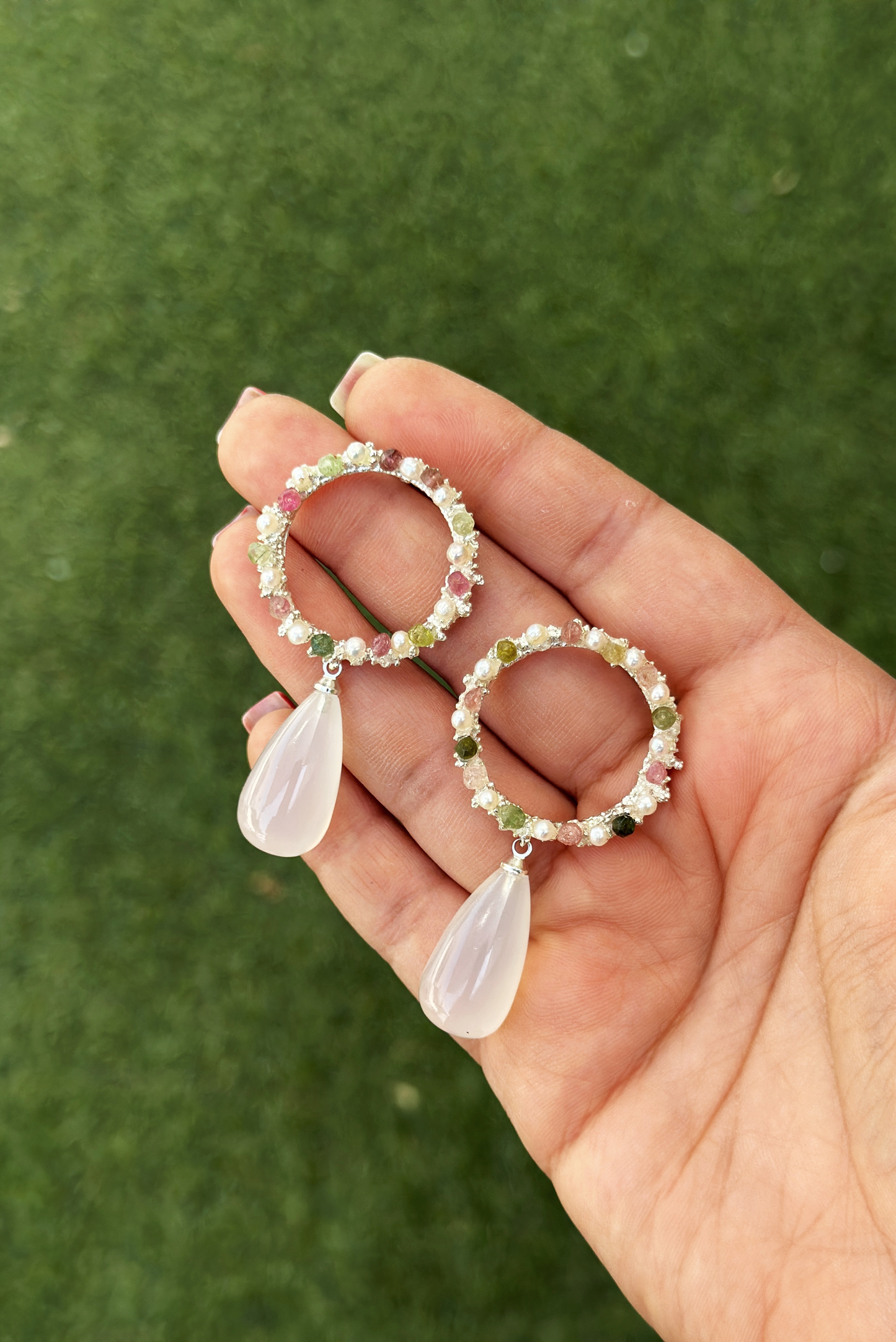 Tourmaline Candy and White Onyx Drops
