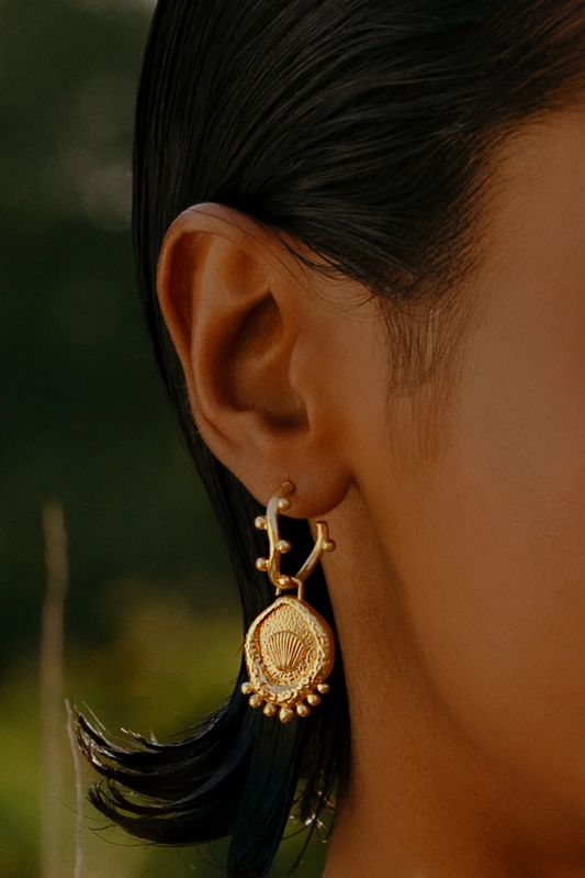 Textured Wavy Shell Hoops