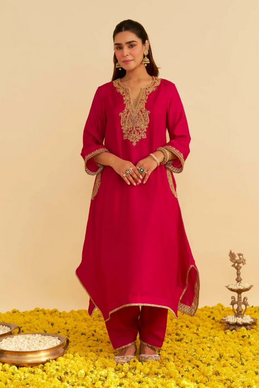 Amaya - Hotpink Long Kaftan With Salwar